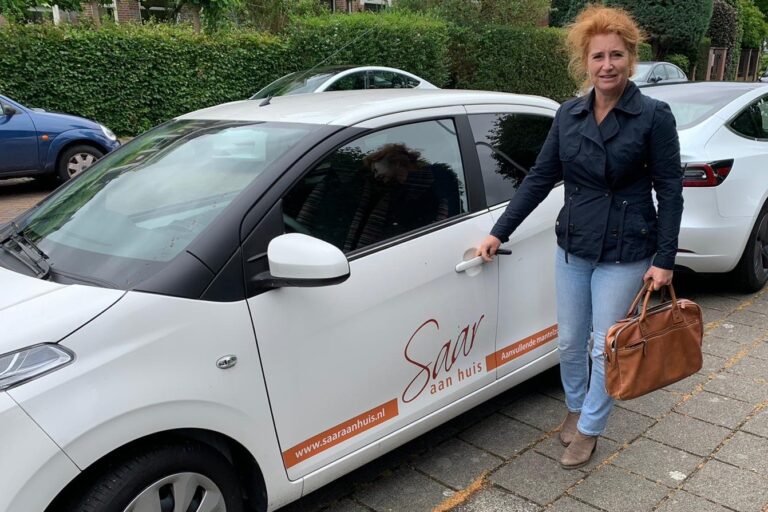 Sabine op werkbezoek bij nieuwe client